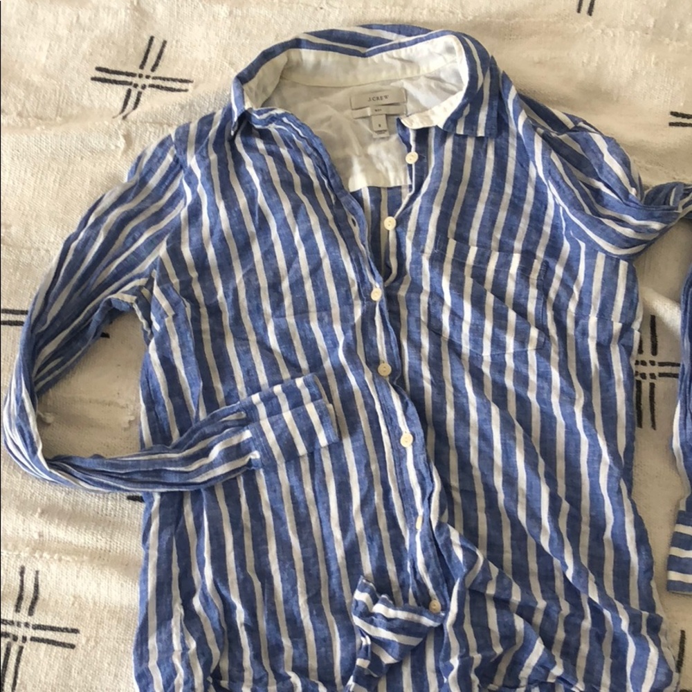 Jcrew long sleeved striped linen button down